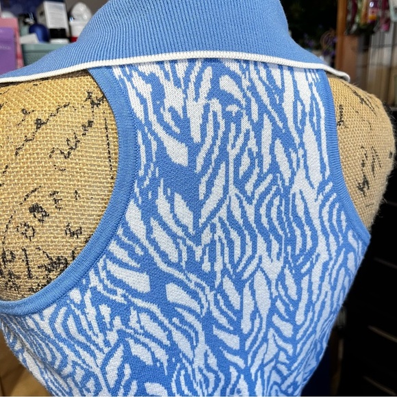 DIANE VON FURSTENBERG Target XS Collab Blue White Sleeveless Midi Wrap Dress - Picture 7 of 8